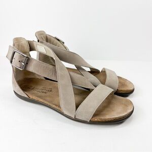 Naot Rianna Sandals Stone Nubuck Leather Taupe Womens size 9